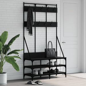 Appendiabiti con Porta Scarpe Nero 100x40x184 cmcod mxl 108365