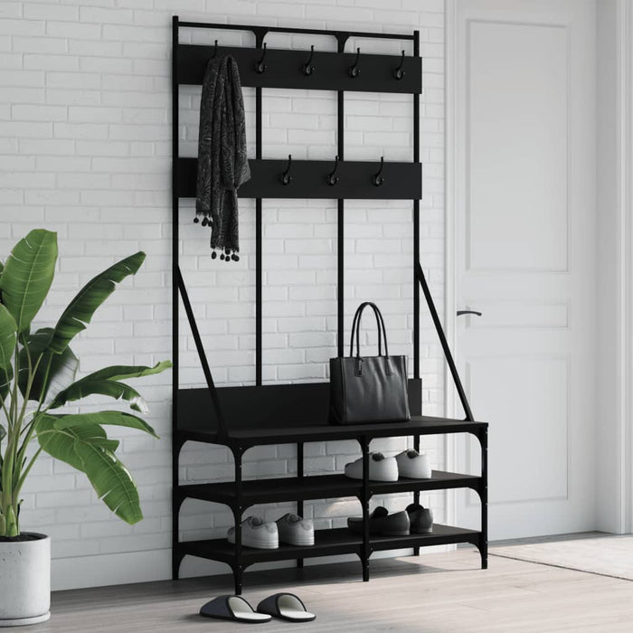 Appendiabiti con Porta Scarpe Nero 100x40x184 cmcod mxl 108365