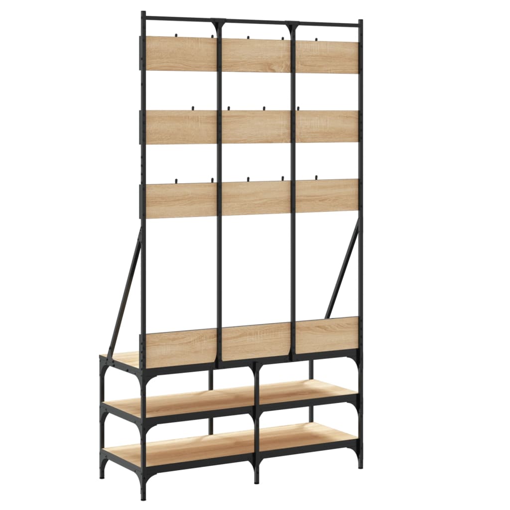Appendiabiti con Porta Scarpe Rovere Sonoma 100x40x184 cm 837858