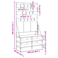 Appendiabiti con Porta Scarpe Rovere Sonoma 100x40x184 cm 837858