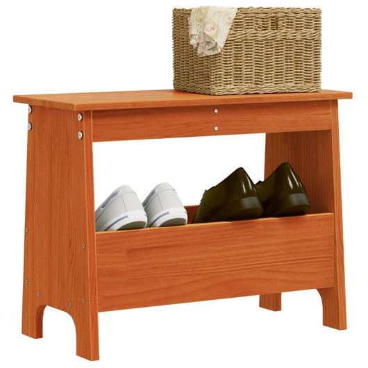 Panca da Ingresso Marrone Cera 60x28x45 cm Legno Massello Pino 837387