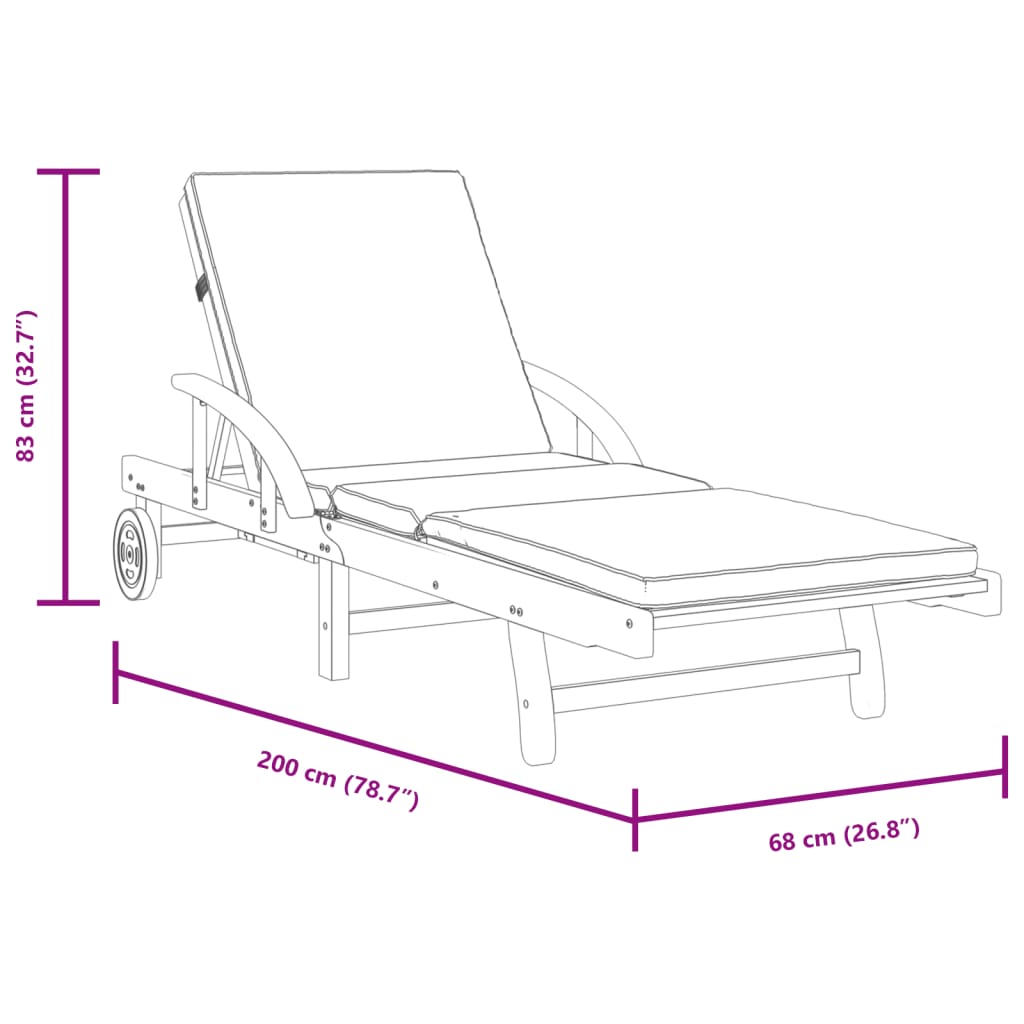 Lettini 2 pz con Cuscini 200x68x83 cm Legno Massello di Acacia