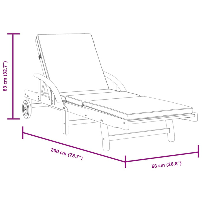 Lettini 2 pz con Cuscini 200x68x83 cm Legno Massello di Acacia