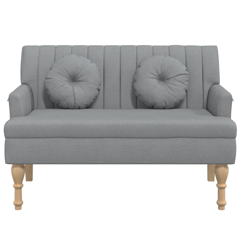 Panca con Cuscini Grigio Chiaro 113x64,5x75,5 cm in Tessuto 372130