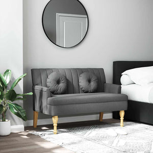 Panca con Cuscini Grigio Scuro 113x64,5x75,5 cm in Tessuto 372131