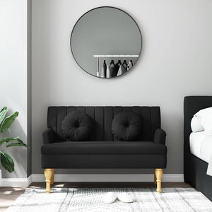 Panca con Cuscini Nera 113x64,5x75,5 cm in Tessuto 372132