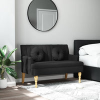 Panca con Cuscini Nera 113x64,5x75,5 cm in Tessuto 372132