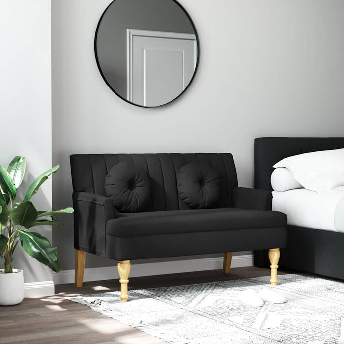 Panca con Cuscini Nera 113x64,5x75,5 cm in Tessuto 372132