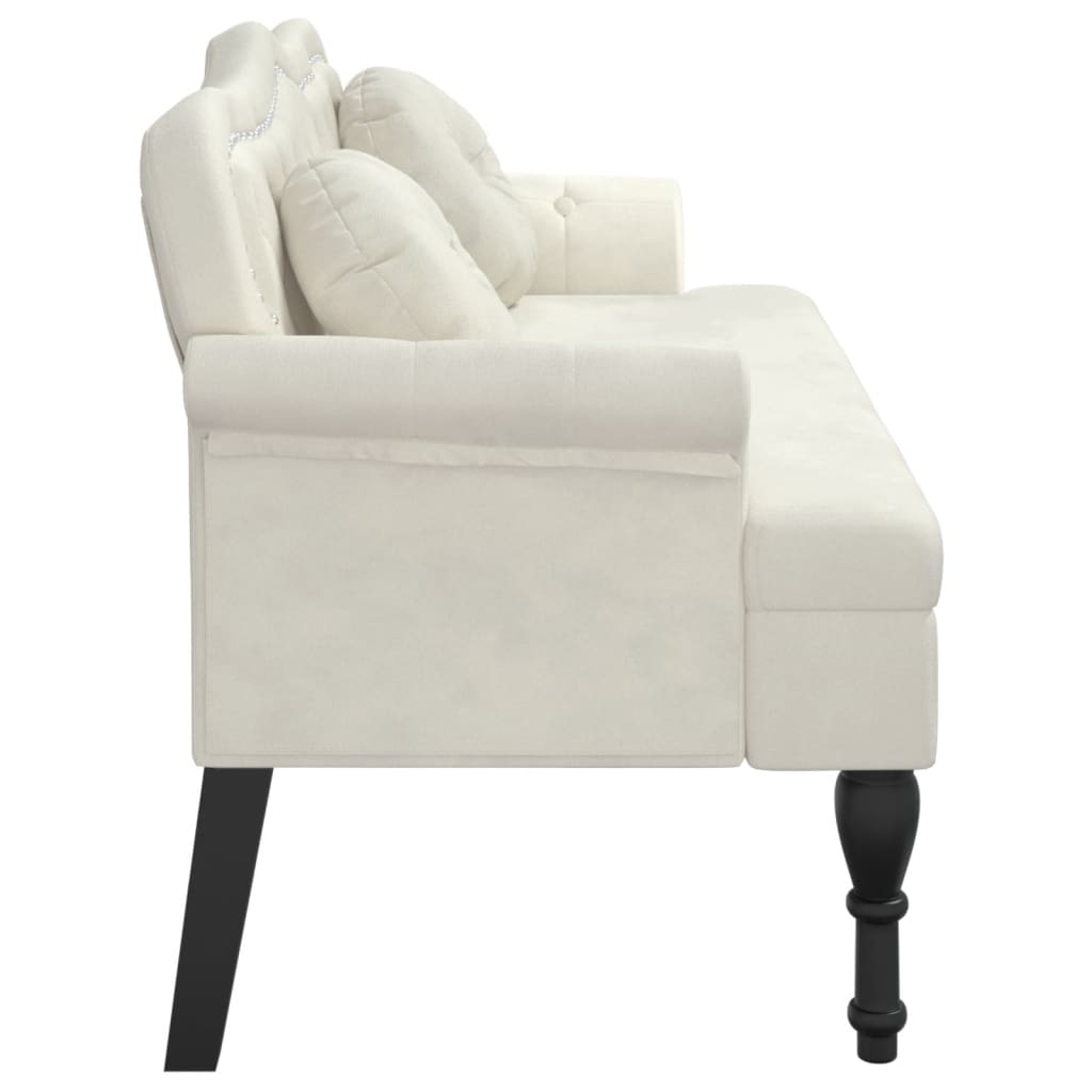 Panca con Cuscini Crema 120,5x65x75 cm in Velluto 372147