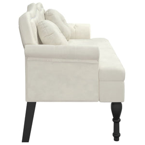 Panca con Cuscini Crema 120,5x65x75 cm in Velluto 372147