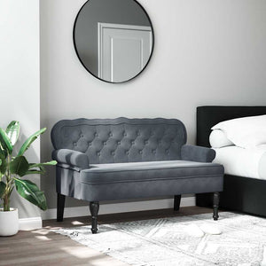 Panca con Schienale Grigio Scuro 119,5x64,5x75 cm in Velluto 372157