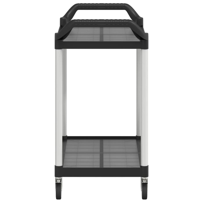 Carrello a 2 Ripiani Nero 99x50x97 cm in Alluminio