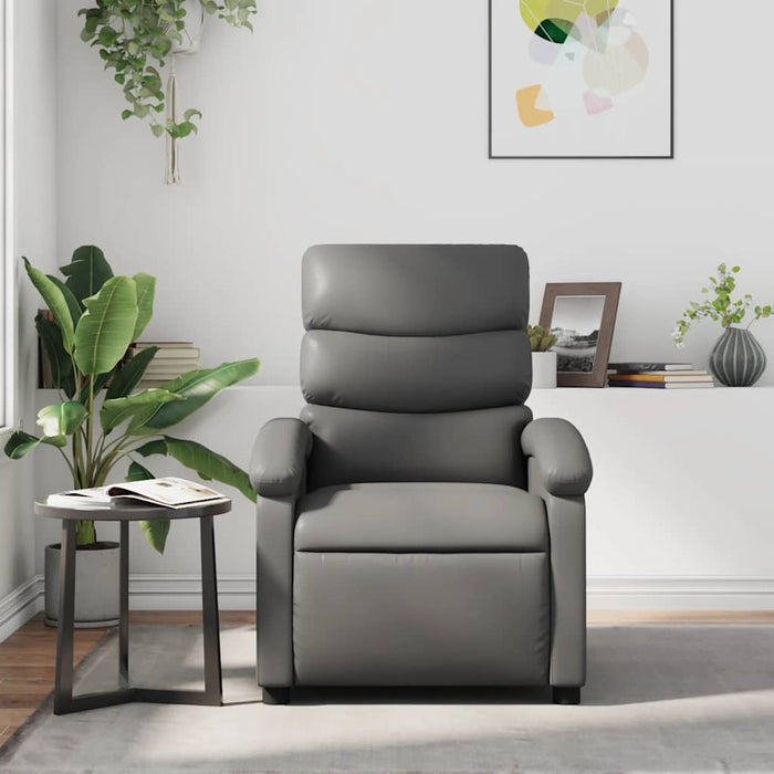 Poltrona Reclinabile Grigia in Similpelle 371716