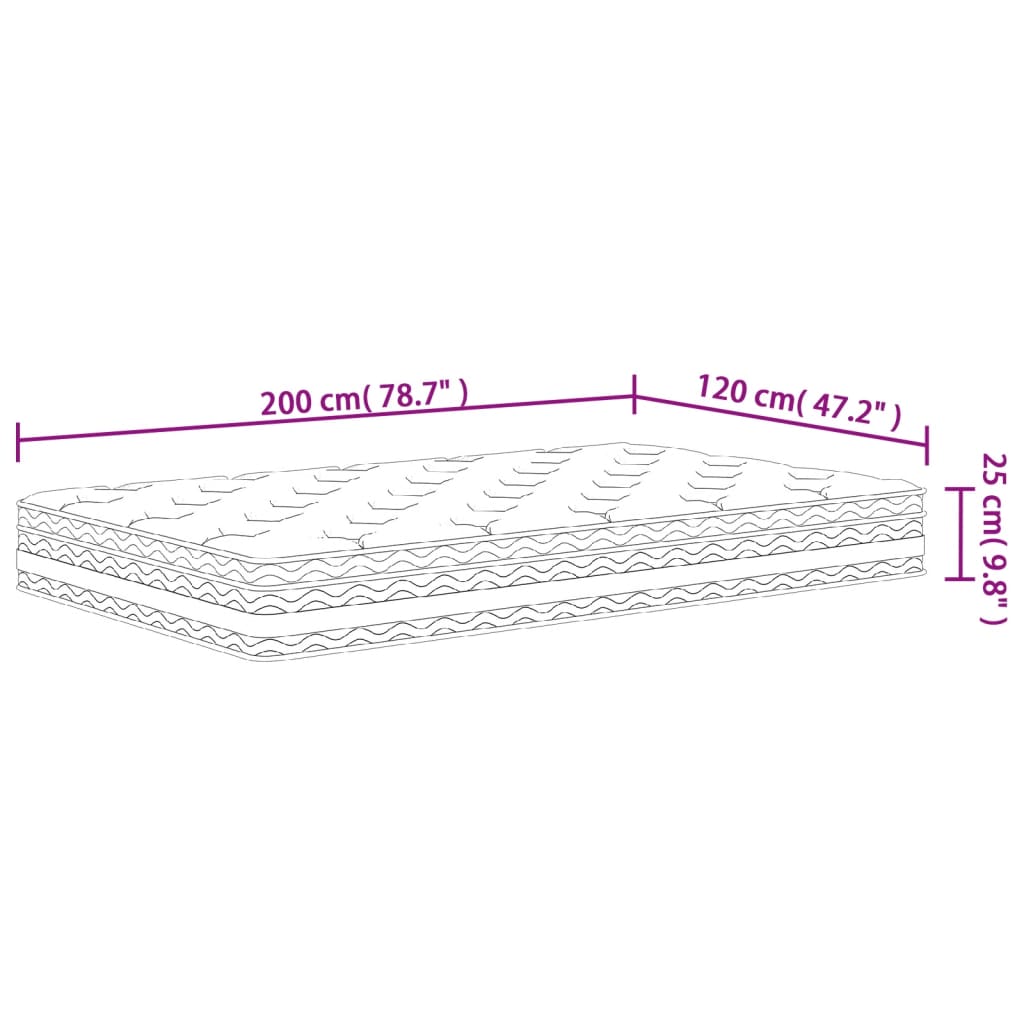 Materasso a Molle Insacchettate Medio 120x200 cm 372917