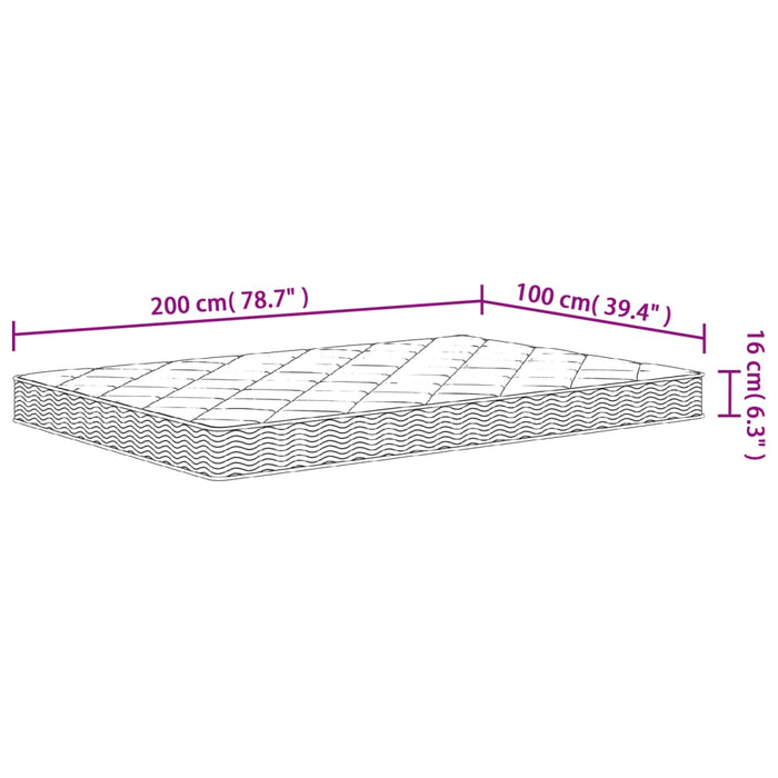 Materasso in Schiuma Mediamente Morbido 100x200 cm