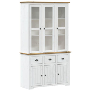 Credenza BODO 115,5x43x200,5 cm Massello Pino Bianco e Marrone 3206452