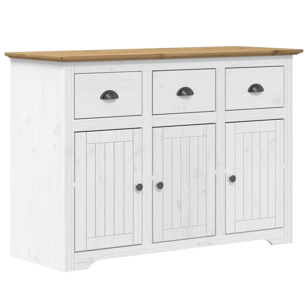 Credenza BODO 115,5x43x200,5 cm Massello Pino Bianco e Marrone 3206452