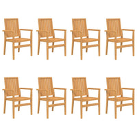 Sedie da Giardino Impilabili 8 pz 56,5x57,5x91 cm Massello Teak 3157903
