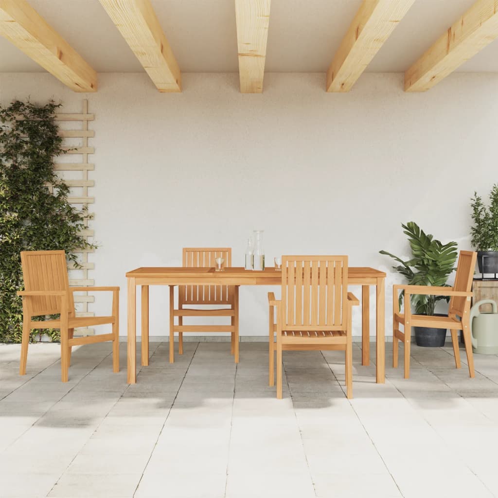 Set da Pranzo per Giardino 5 pz in Legno Massello di Teak 3157919