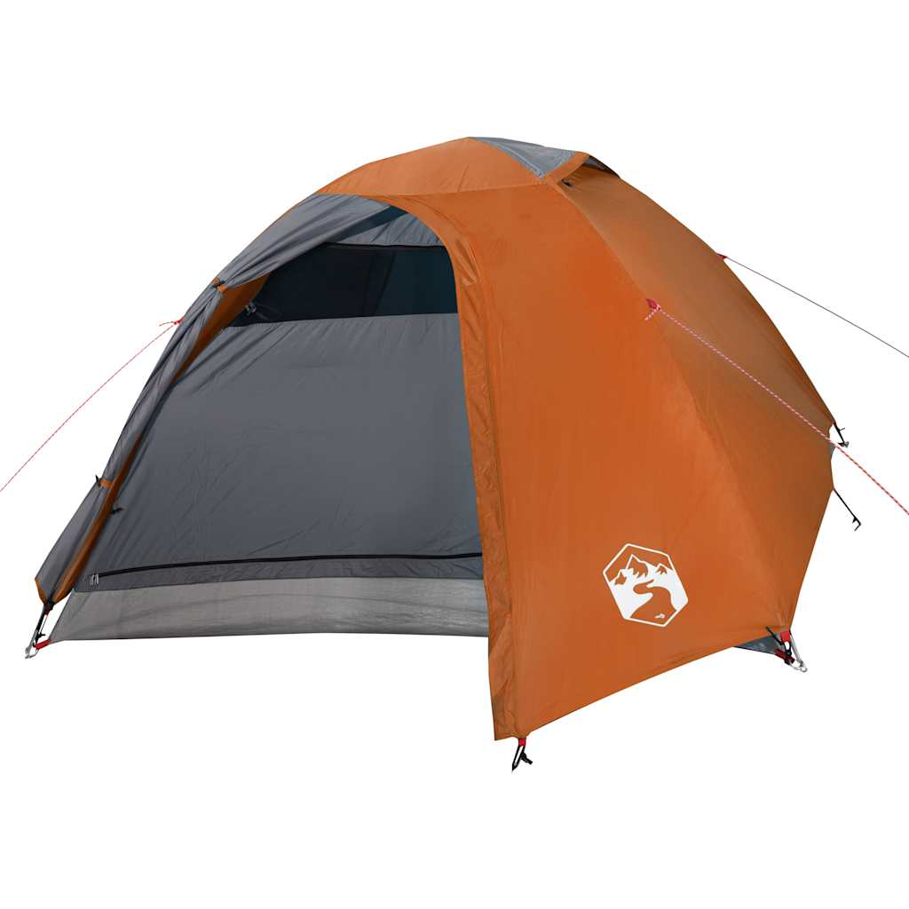 Tenda da Campeggio a Cupola 4 Persone Grigio e Arancione 94337