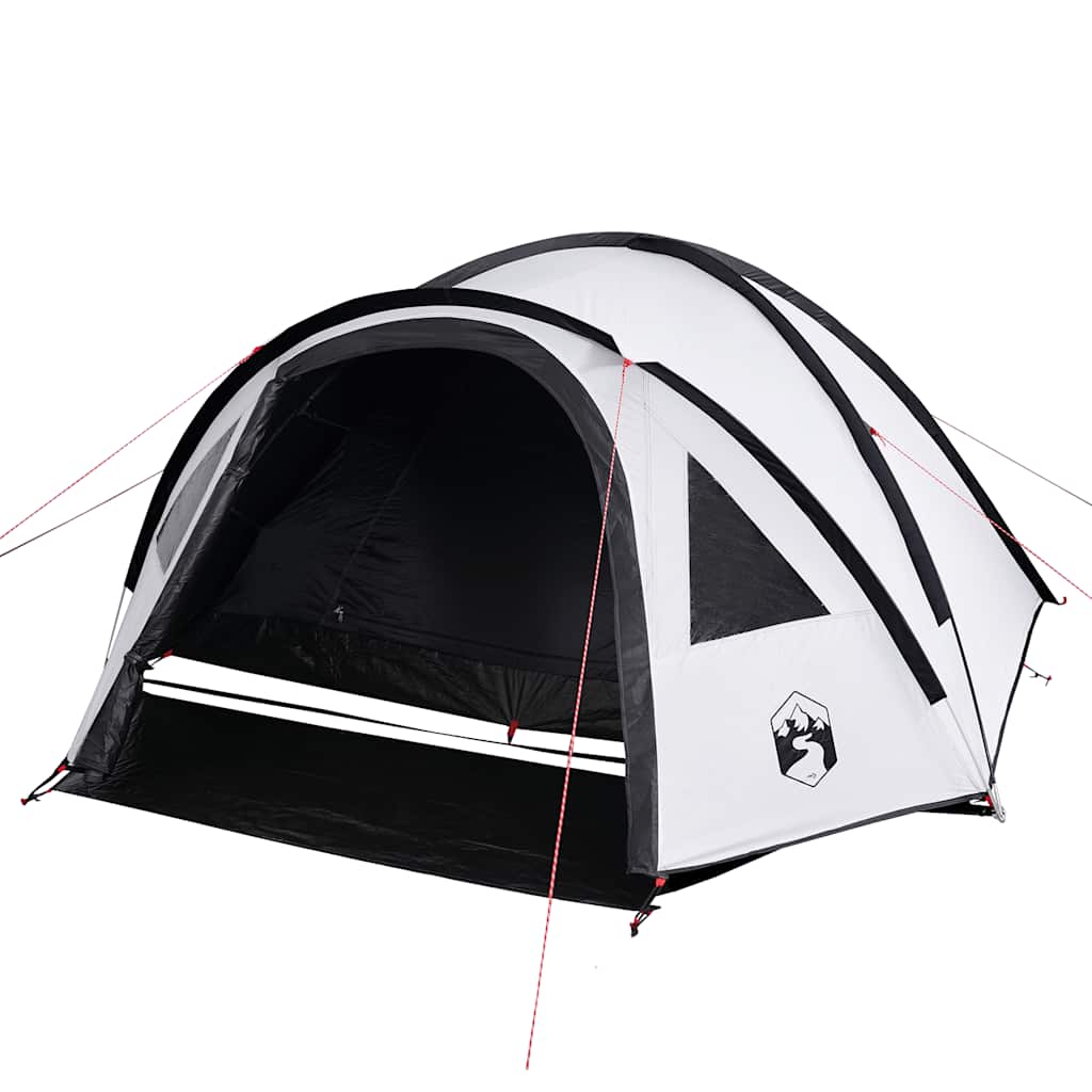 Tenda Campeggio a Cupola 4 Persone Bianca Tessuto Impermeabile 94352