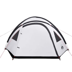 Tenda Campeggio a Cupola 4 Persone Bianca Tessuto Impermeabile 94352