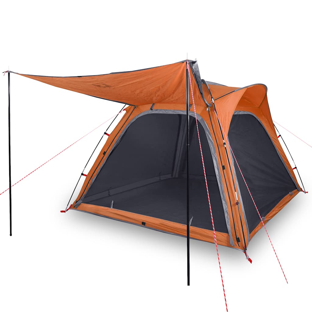 Tenda Campeggio 4 Persone Grigio e Arancione Impermeabile