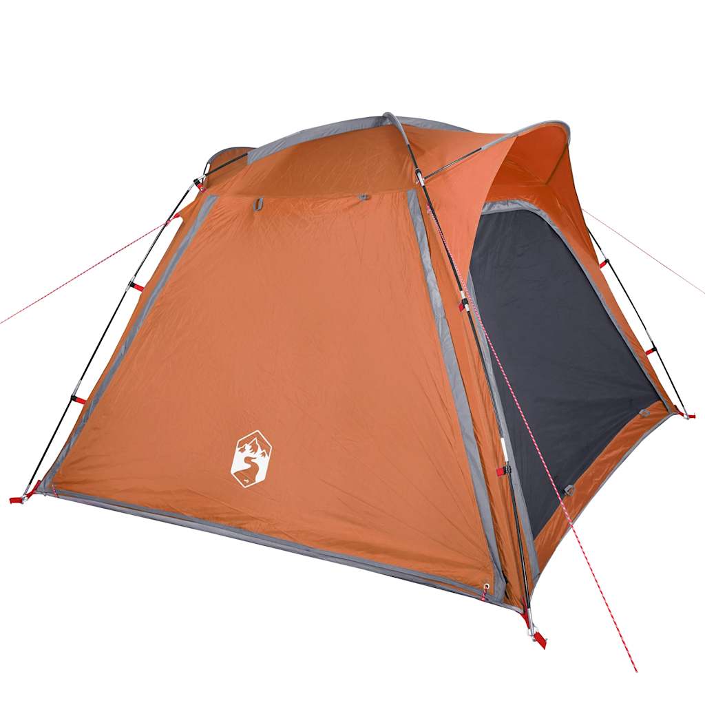 Tenda Campeggio 4 Persone Grigio e Arancione Impermeabile