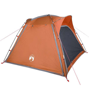 Tenda Campeggio 4 Persone Grigio e Arancione Impermeabile