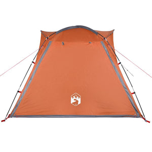 Tenda Campeggio 4 Persone Grigio e Arancione Impermeabile