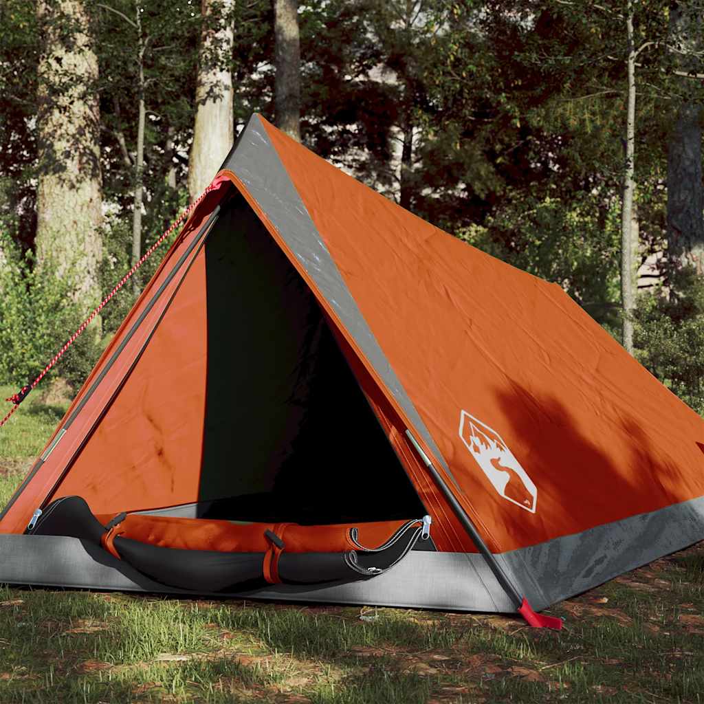 Tenda da Campeggio 2 Persone Grigio e Arancione Impermeabile 94364