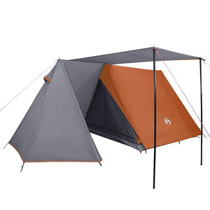 Tenda da Campeggio 3 Persone Grigio e Arancione Impermeabile 94367