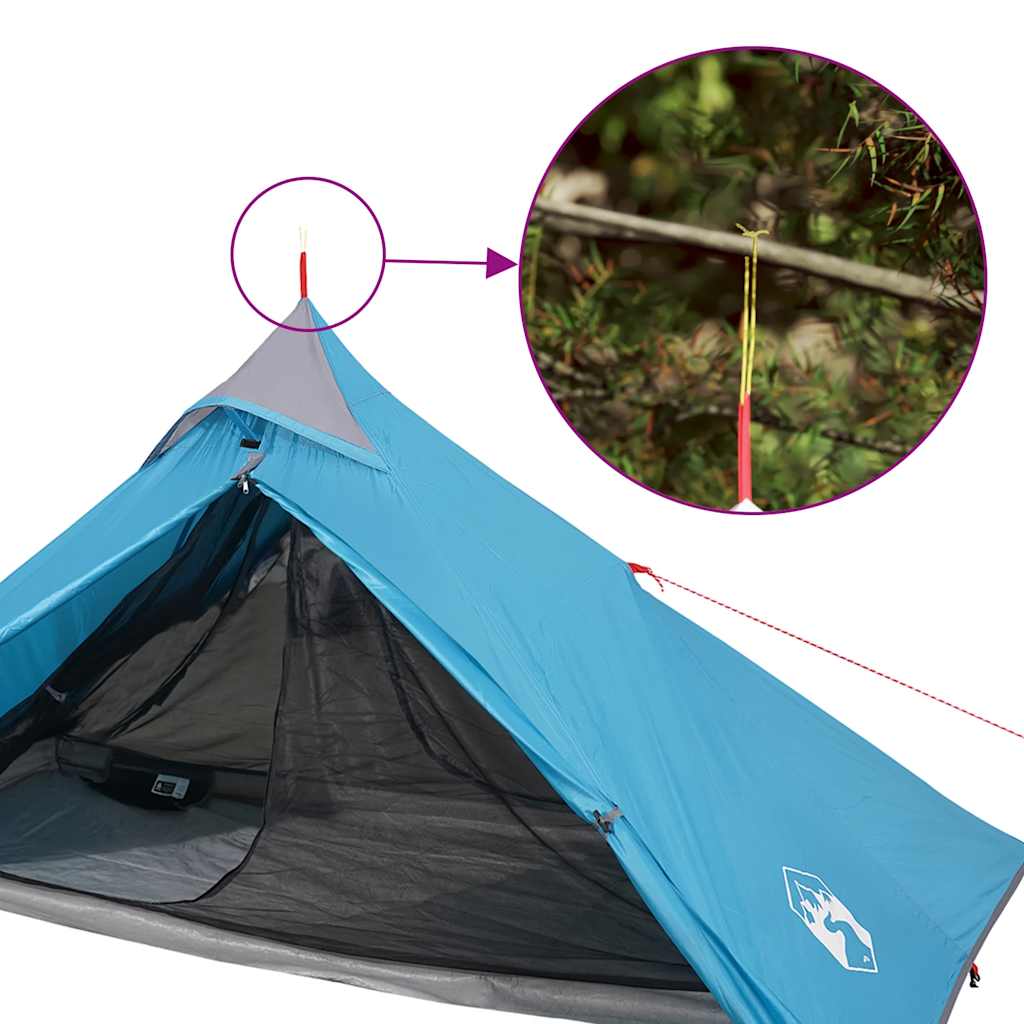 Tenda da Campeggio Tipi per 1 Persona Blu Impermeabile