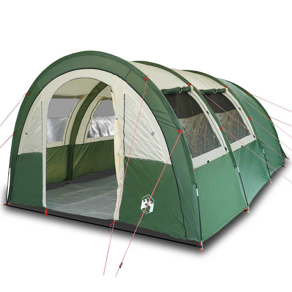 Tenda da Campeggio a Tunnel per 4 Persone Verde Impermeabile 94400