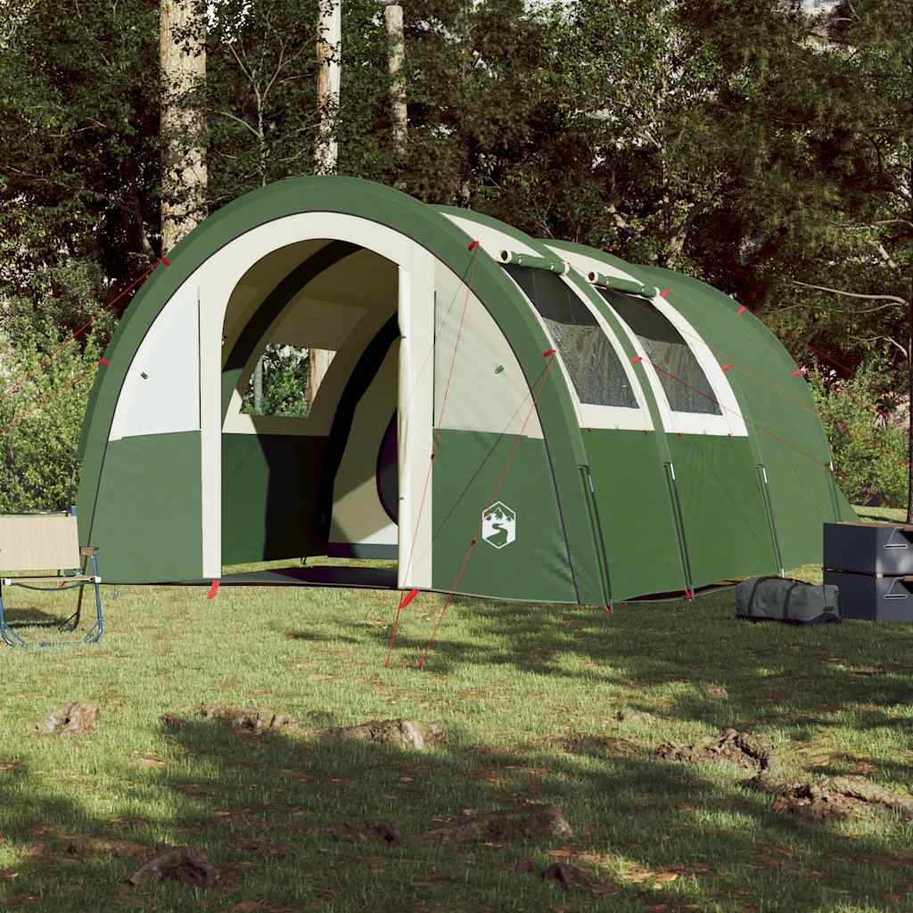 Tenda da Campeggio a Tunnel per 4 Persone Verde Impermeabile 94400