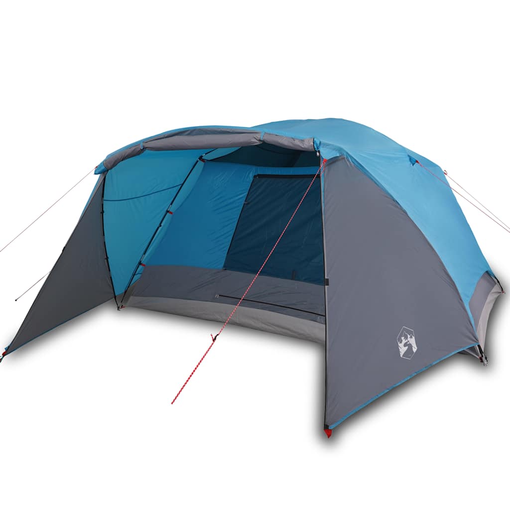 Tenda da Campeggio con Portico per 4 Persone Blu Impermeabile