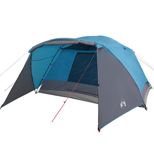 Tenda da Campeggio con Portico per 4 Persone Blu Impermeabile 94416