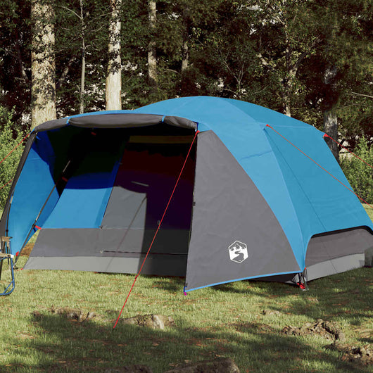 Tenda da Campeggio con Portico per 4 Persone Blu Impermeabile 94419