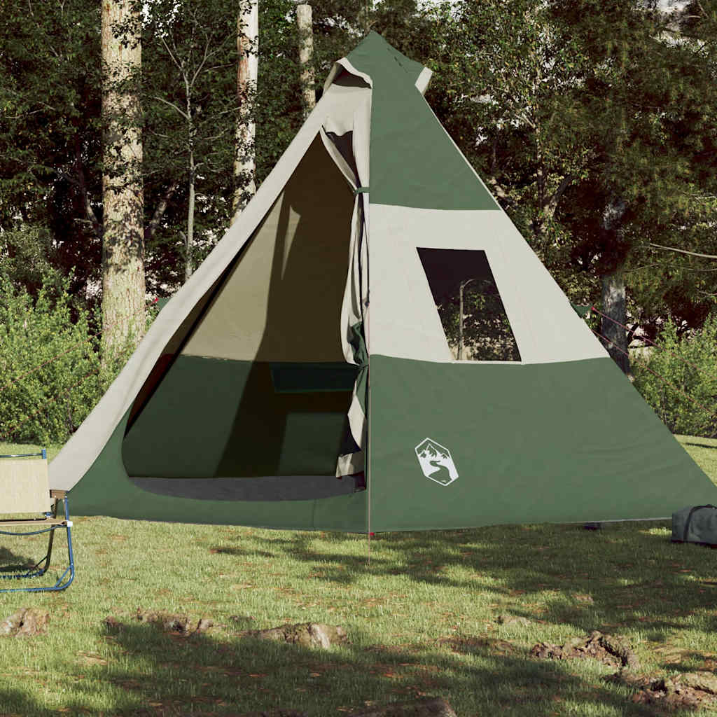 Tenda da Campeggio Tipi per 7 Persone Verde Impermeabile 94427