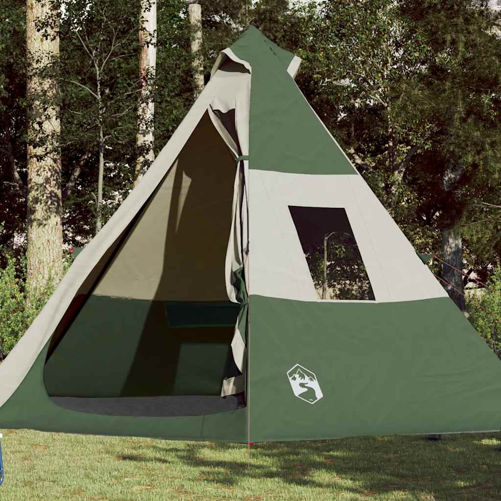 Tenda da Campeggio Tipi per 7 Persone Verde Impermeabile 94427