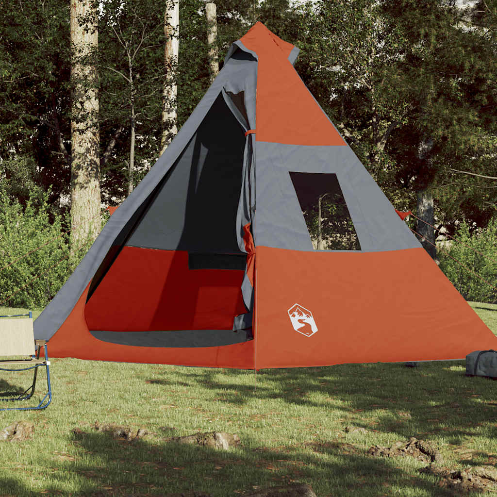 Tenda da Campeggio Tipi 7 Persone Arancione Impermeabile 94429