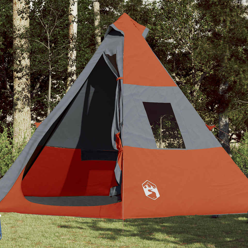 Tenda da Campeggio Tipi 7 Persone Arancione Impermeabile 94429