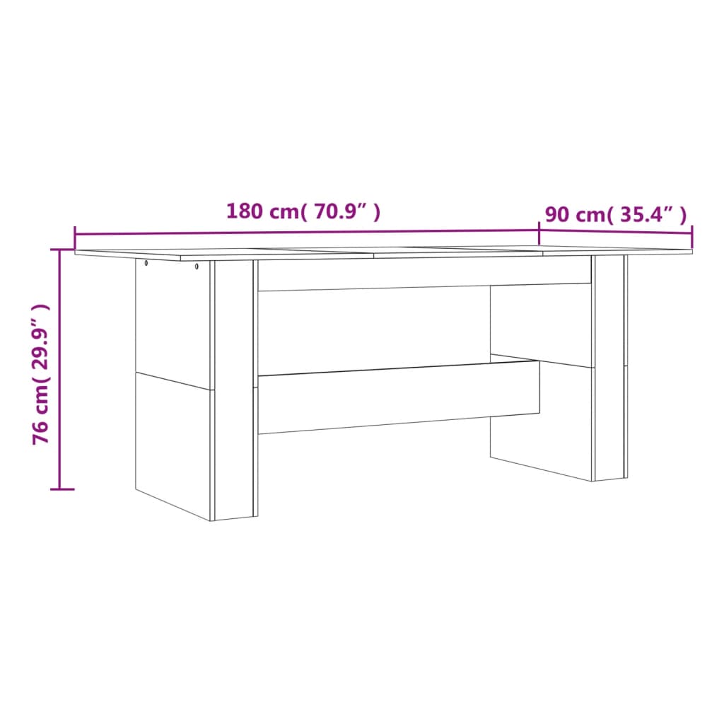 Tavolo da Pranzo Grigio Sonoma 180x90x76 cm Legno Multistrato 838193