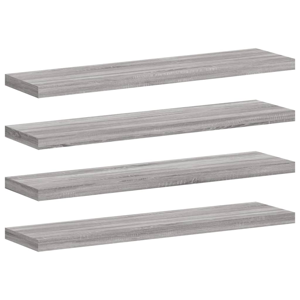 Mensole Parete 4pz Grigio Sonoma 40x10x1,5cm Legno Multistrato 838197