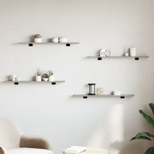 Mensole Parete 4pz Grigio Sonoma 80x10x1,5cm Legno Multistrato 838257