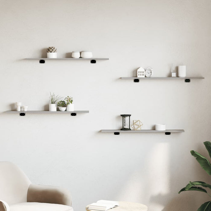 Mensole Parete 4pz Grigio Sonoma 80x10x1,5cm Legno Multistrato 838257
