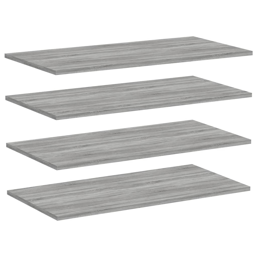 Mensole Parete 4pz Grigio Sonoma 80x40x1,5cm Legno Multistrato 838275