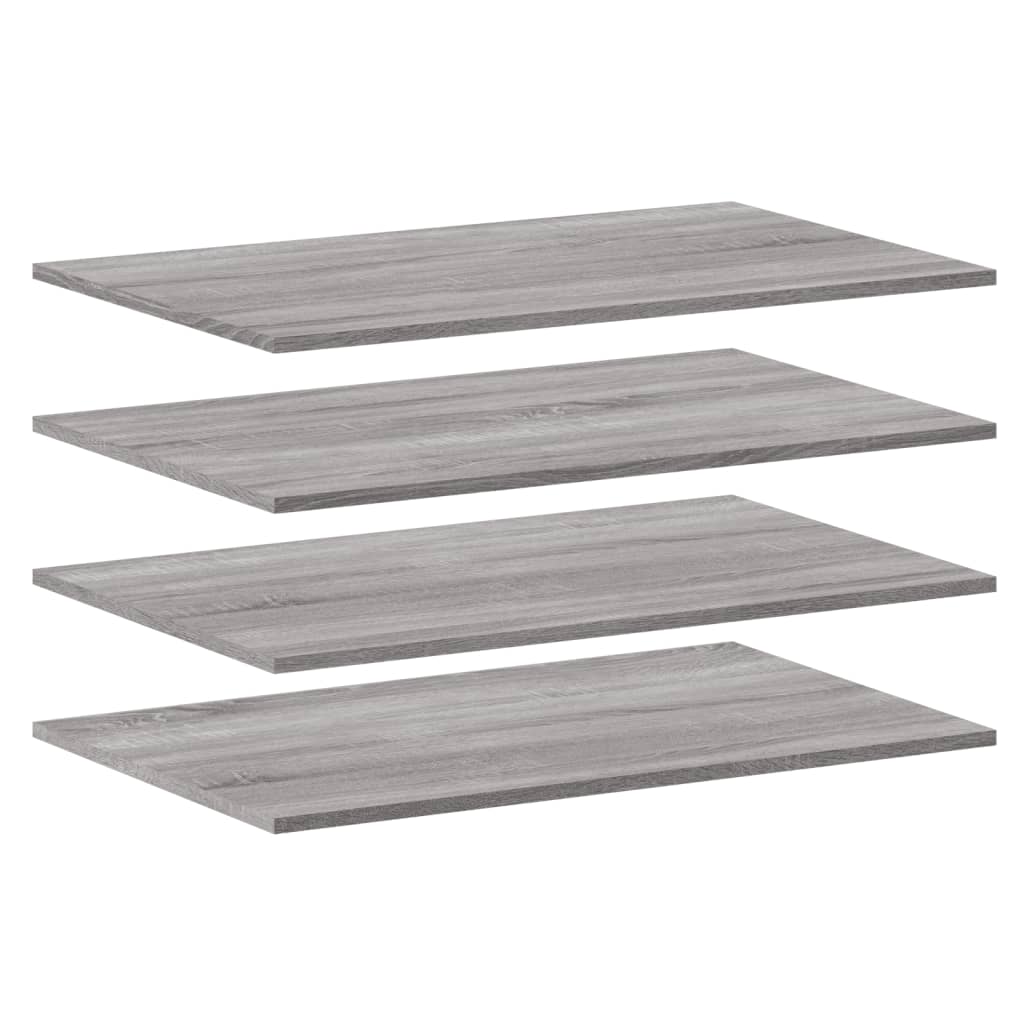 Mensole Parete 4pz Grigio Sonoma 80x50x1,5cm Legno Multistrato 838281