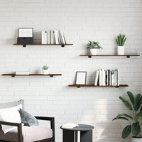 Mensole Parete 4pz Rovere Marrone 100x20x1,5 Legno Multistrato 838295