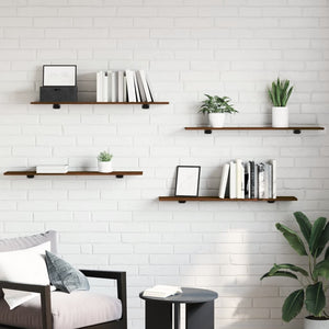 Mensole Parete 4pz Rovere Marrone 100x20x1,5 Legno Multistrato 838295